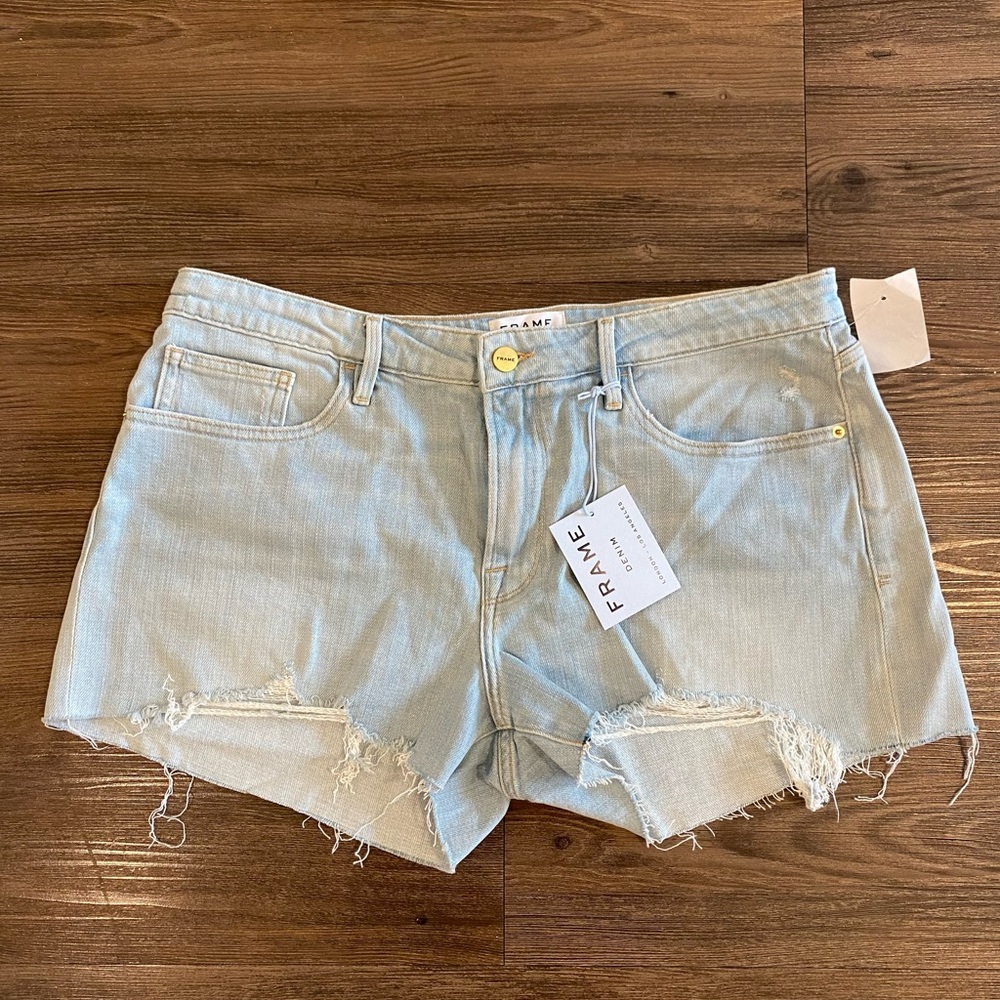 NWT Frame Shorts THE GRAND GARÇON SHORT LIGHY BLUE DENIM SIZE 30